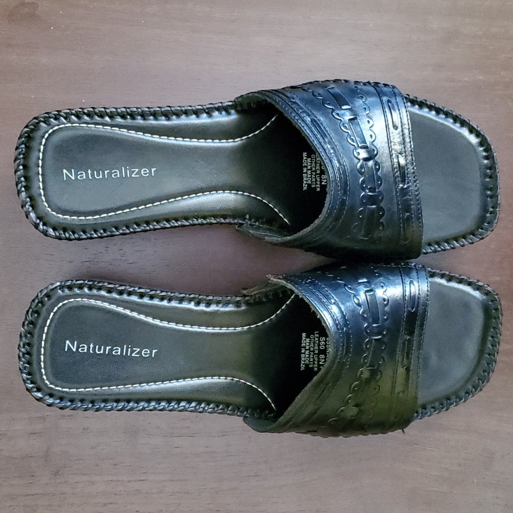 Naturalizer Black Leather Sandals, Women's Size 8 Narrow, NEW in Box
